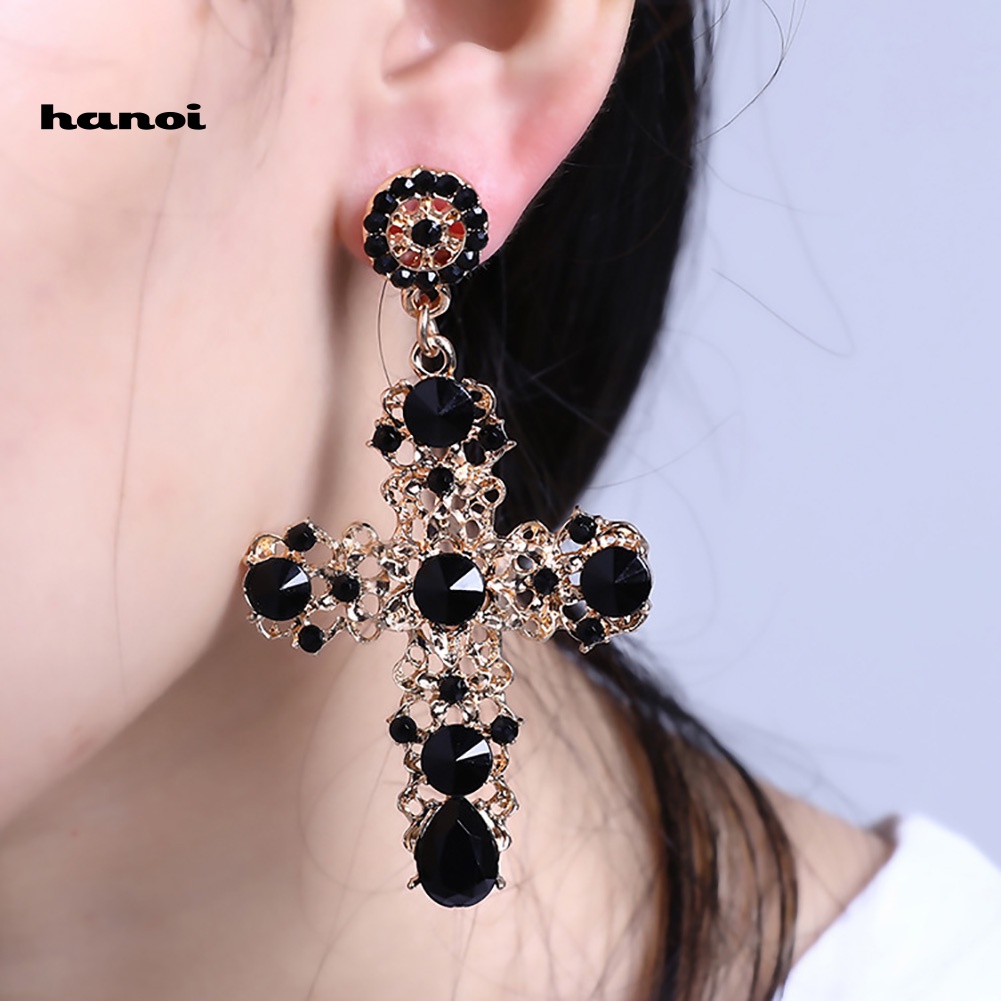 Bông Tai Thánh Giá ĐíNh Kim Cương Giả Phong CáCh Cổ ĐiểN