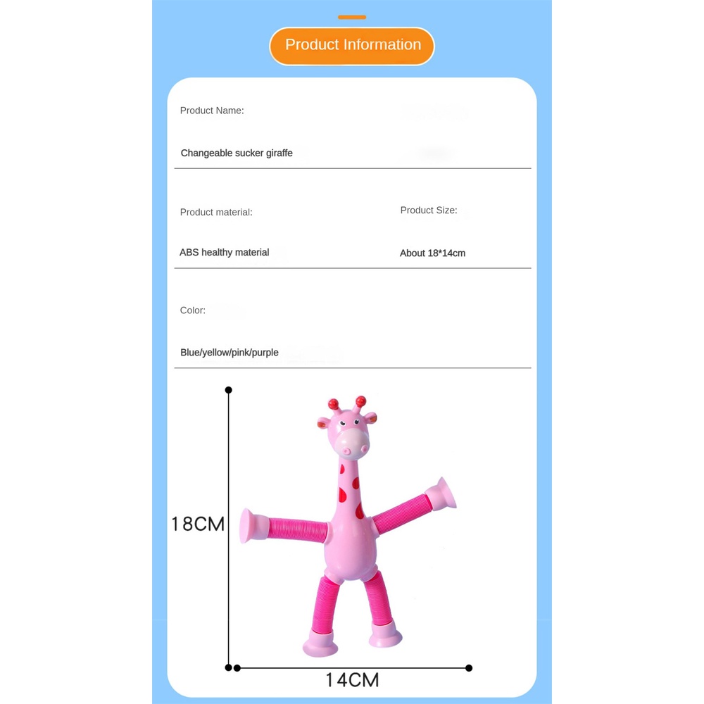 Đồ Chơi Xếp Hình Hươu Cao Cổ Hoạt Hình Dạ Quang Có Giác Hút Co Giãn