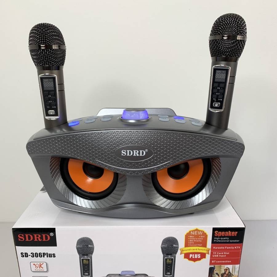 Loa karaoke bluetooth SD 306 âm thanh chất lượng đỉnh cao,loa không dây kèm 2 micro hát song ca nhạc hay bass chuẩn