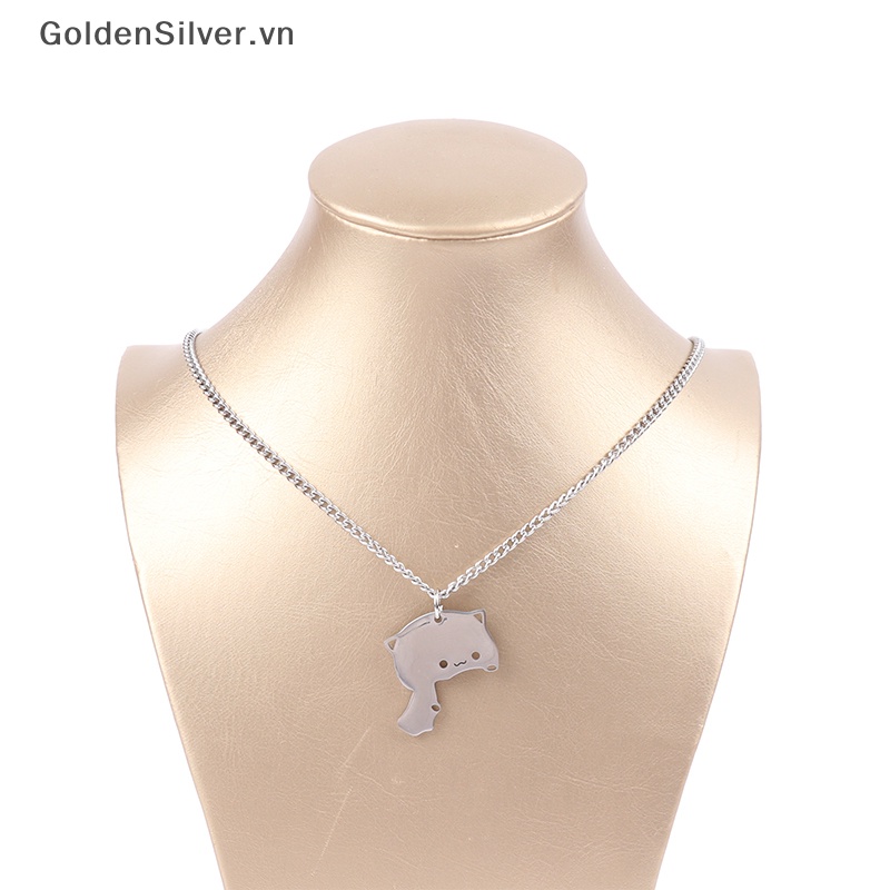 Vòng cổ Mặt Hình Mèo Bằng Thép Không Gỉ Màu Vàng Bạc Cho Cặp Đôi