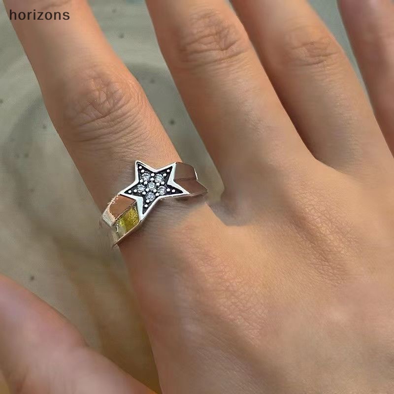 Nhẫn Kim Loại Hình Ngôi Sao Năm Cánh Phong Cách Punk Harajuku Cổ Điển Cho Nữ Y2K Grunge