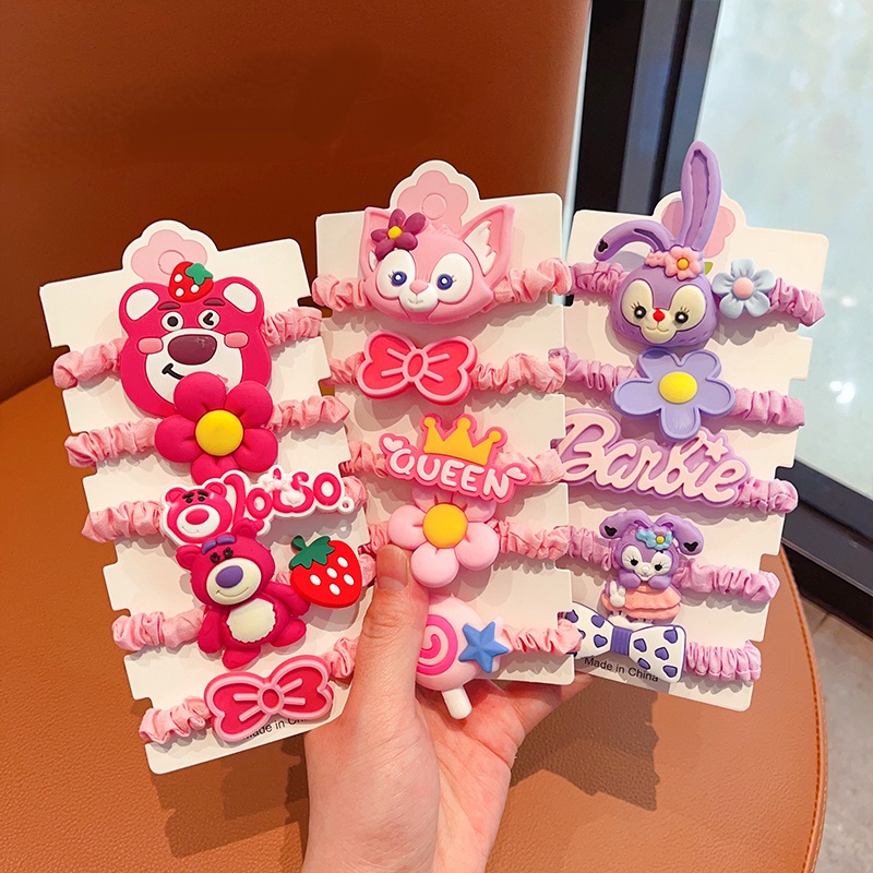 Set 5 Dây Buộc Tóc Đính Ruy Băng Cho Bé Gái