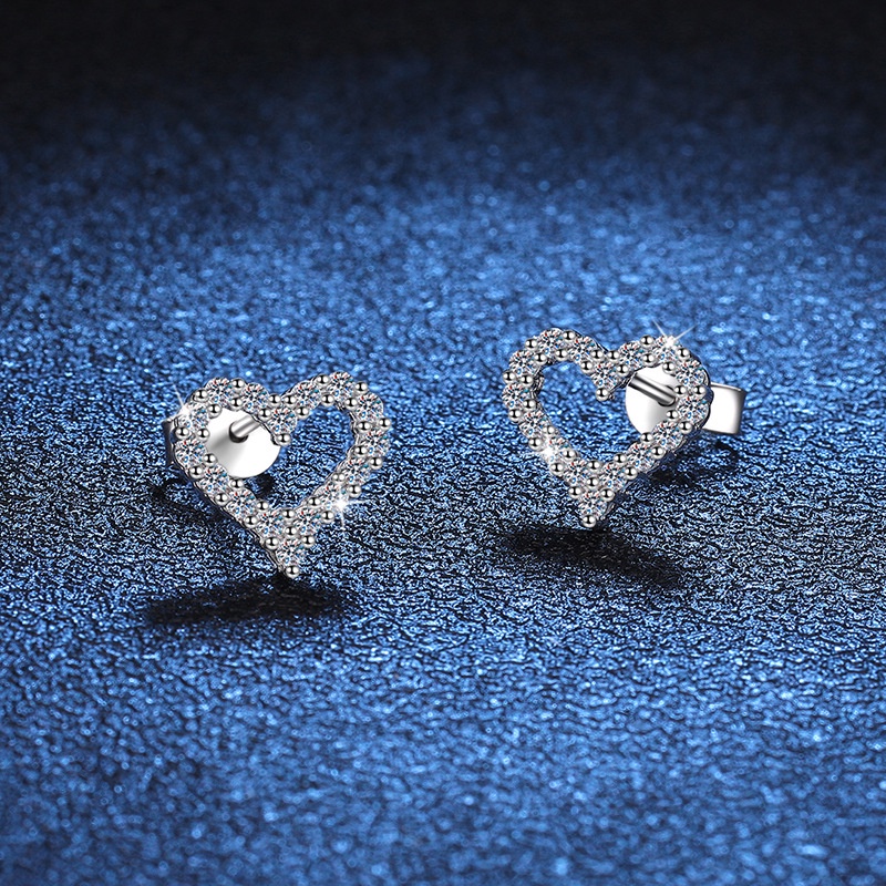 Moissanite Bông tai Nữ 925 bạc có thể được phát hiện bằng bút kim cương Bông tai tình yêu