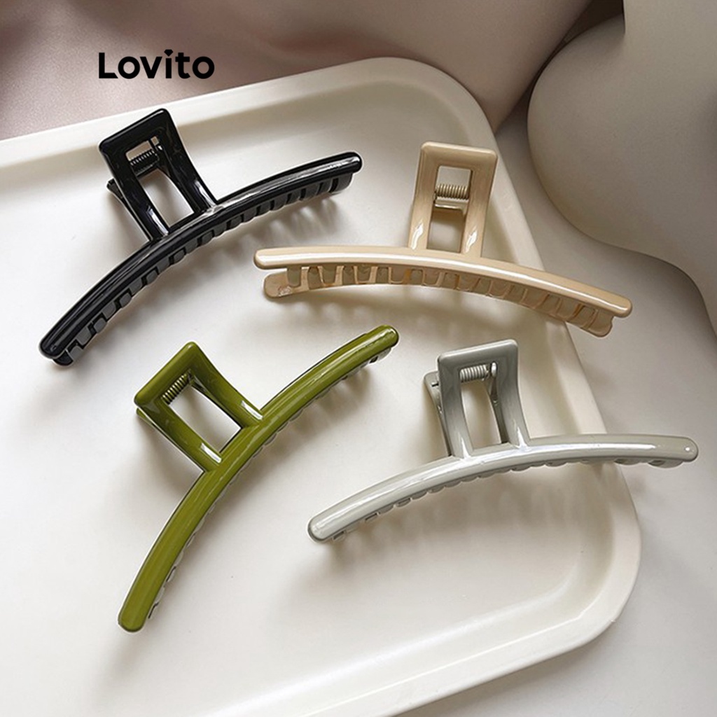 Kẹp tóc Lovito màu trơn đơn giản thường ngày cho nữ LNA14130