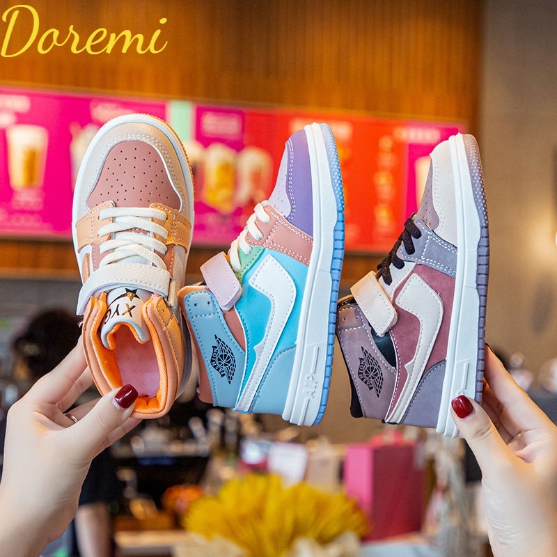 Doremi Giày Thể Thao Cổ Cao Thoáng Khí Phối Màu Tương Phản Thời Trang Cho Bé