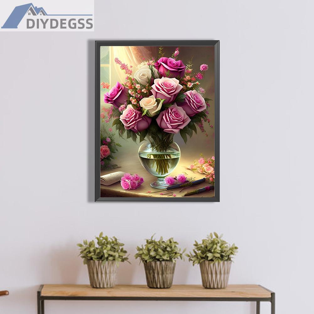 Tranh Đính Đá Kim Cương Toàn Bộ 5D DIY Hình Vẽ Hoa Hồng