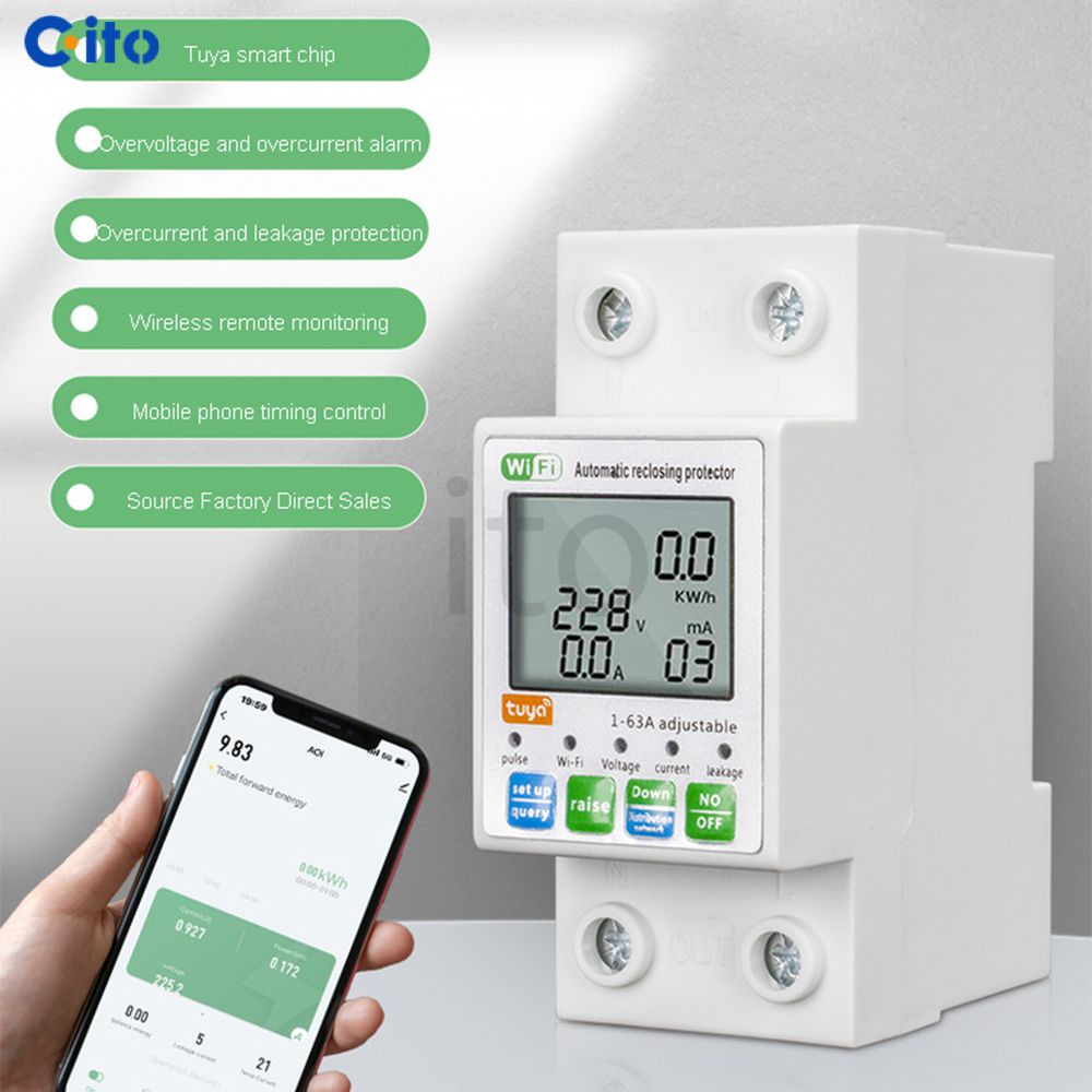TUYA Cầu dao thông minh Symers tự động chồng cổng Chống rò rỉ công tơ thông minh Cầu dao bảo vệ quá dòng [ito]