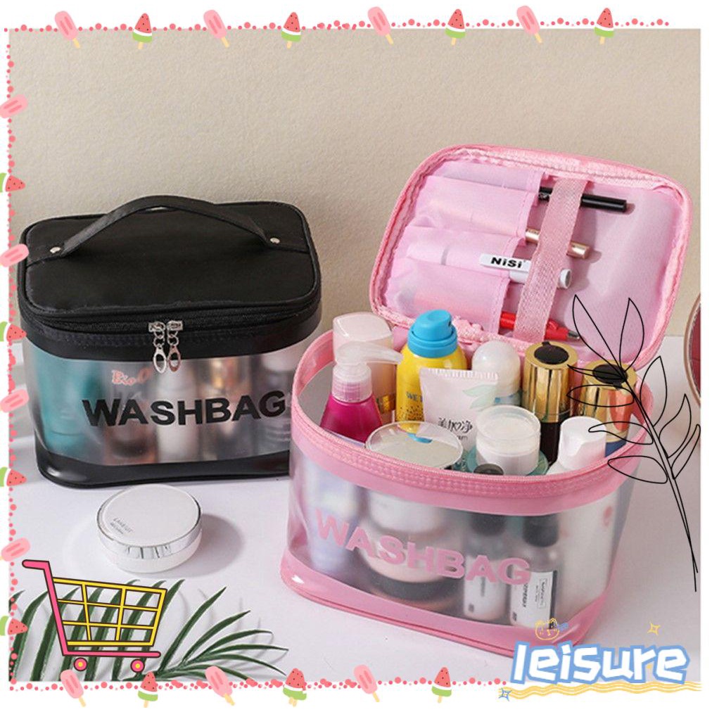 ♫DAPHNE♫ Portable Makeup Bags Reusable Travel Organizer Cosmetic Bag Toiletry Bag Women Transparent PVC Large Capacity Wash Bags/Multicolor
