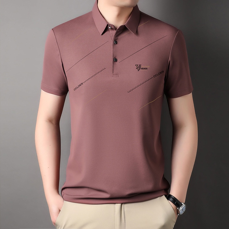 Waffle Áo Thun polo Tay Ngắn Màu Trơn Phong Cách Doanh Nhân Thời Trang Cho Nam