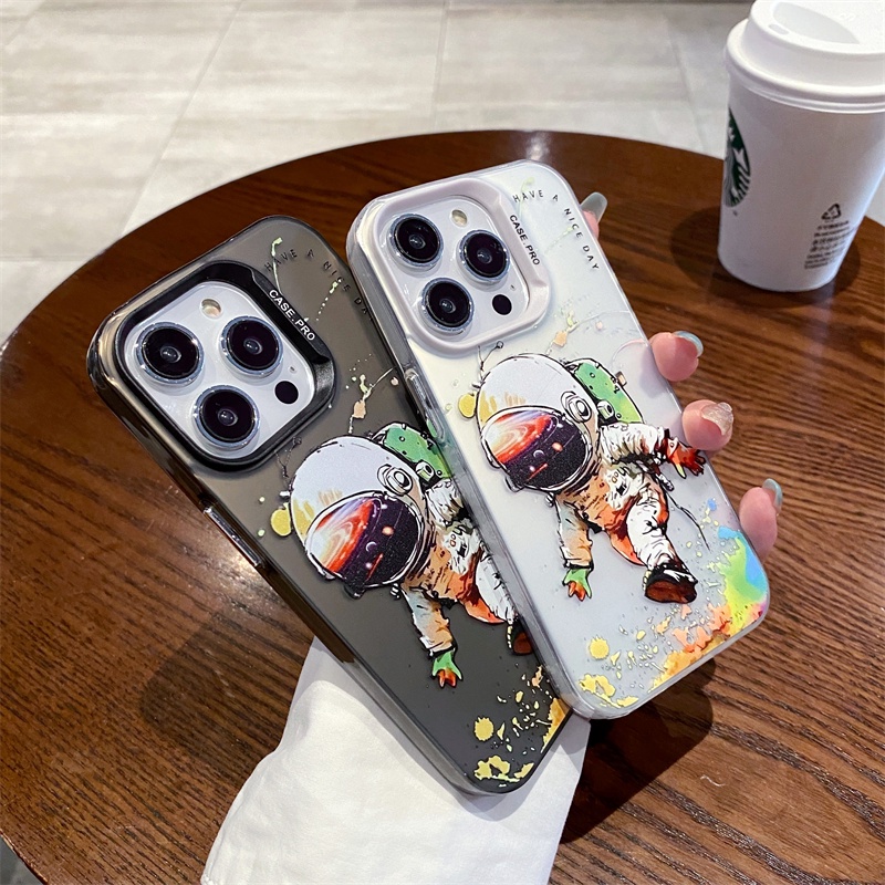 Ốp Điện Thoại Nhựa acrylic Cứng Nhám Hình Phi Hành Gia graffiti Cho iPhone 11 12 13 14 Pro Max 14Plus 13promax 12promax