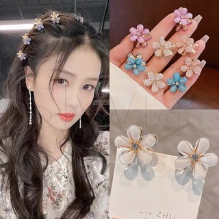 Kẹp tóc hình hoa đính pha lê nhỏ xinh thanh lịch cho nữ