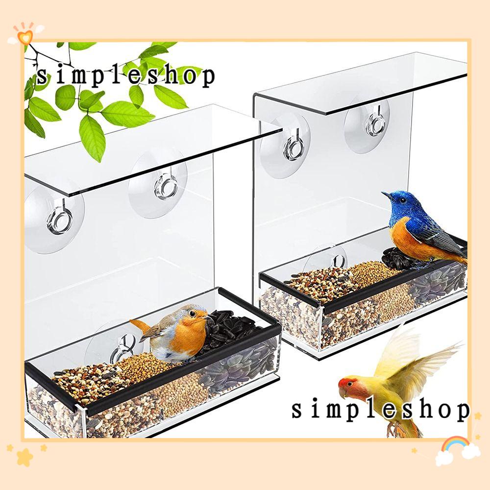 Hộp Đựng Thức Ăn Cho Chim Gắn Cửa Sổ Có Giác Hút Mạnh Thiết Kế Đơn Giản Trang