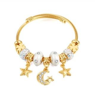 Vòng tay titan charm đá titan ko đen tt4706