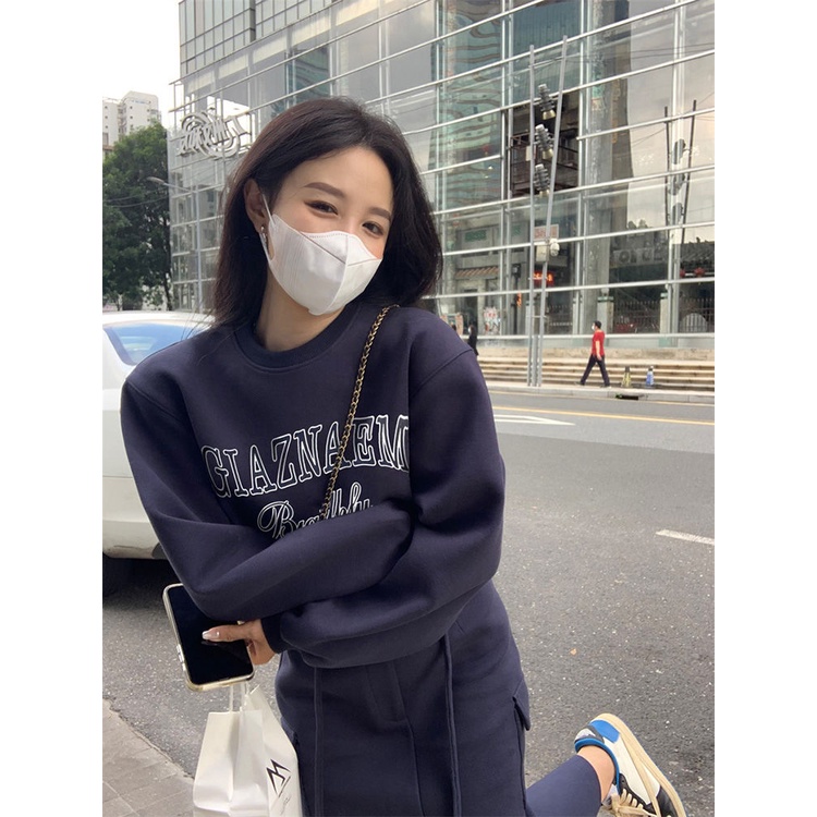 G-Fashion Áo Sweater Tay Dài Cổ Tròn In Họa Tiết Phong Cách Thời Trang Đường Phố Mỹ