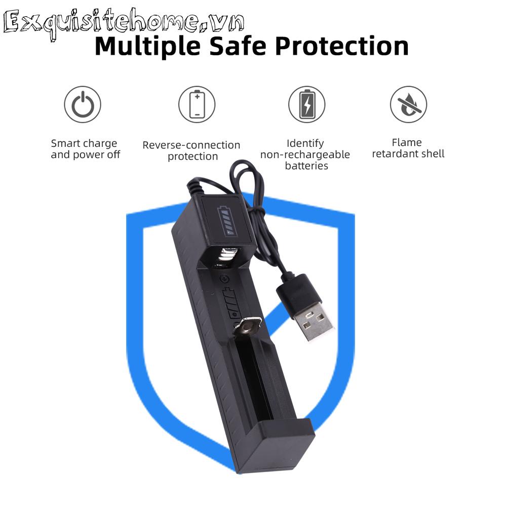 Bộ Sạc Pin USB 1 Rãnh Cho 18650 22650 16340