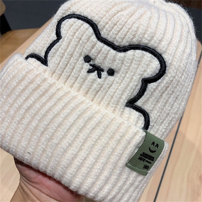 Mũ Len Đan Giữ Ấm Mùa Đông In Hình Gấu Hoạt Hình Dễ Thương Thời Trang Hàn Quốc 2022 Cho Bé Trai / Gái