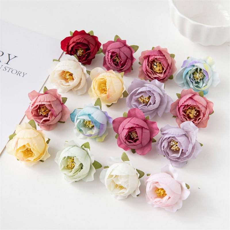 Set 5 Bông Hoa Hồng Giả 4CM Tự Làm Dùng Để Trang Trí Nhà Cửa / Tiệc Cưới / Giáng Sinh