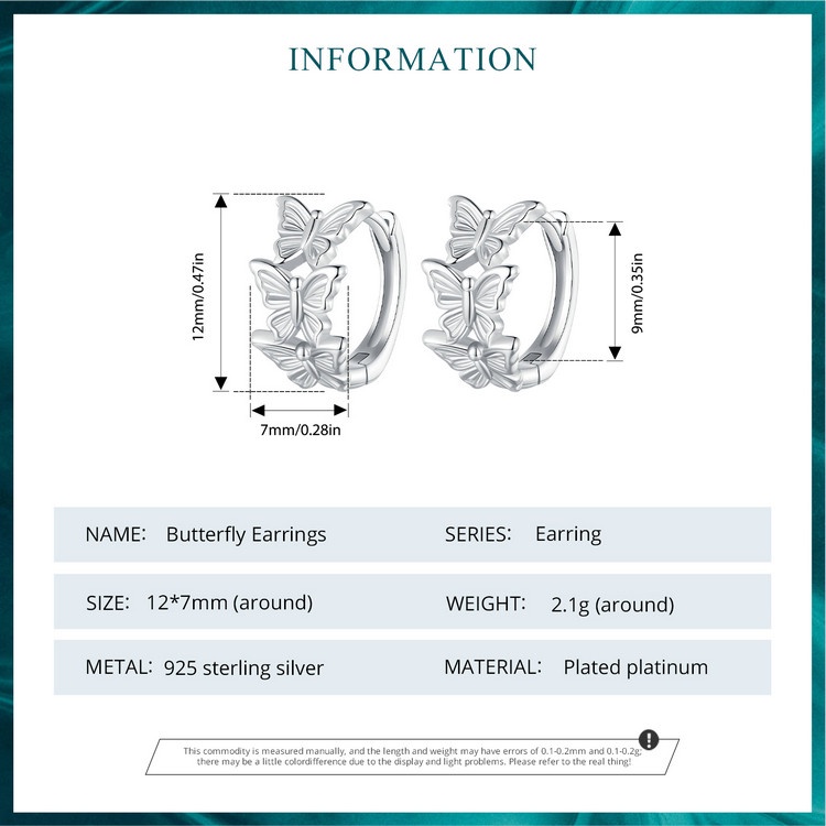 Bamoer Bông Tai Mạ Bạc 925 Hình Bướm Thời Trang Cho Nữ