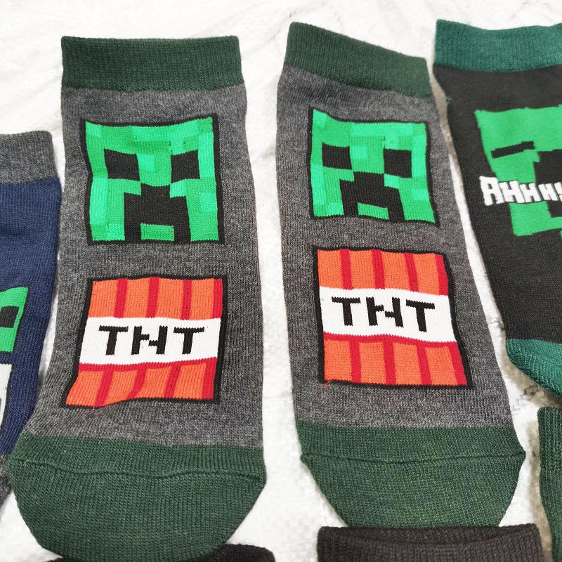 Set 5 Đôi Tất Cotton Hoạ Tiết Minecraft Cho Bé