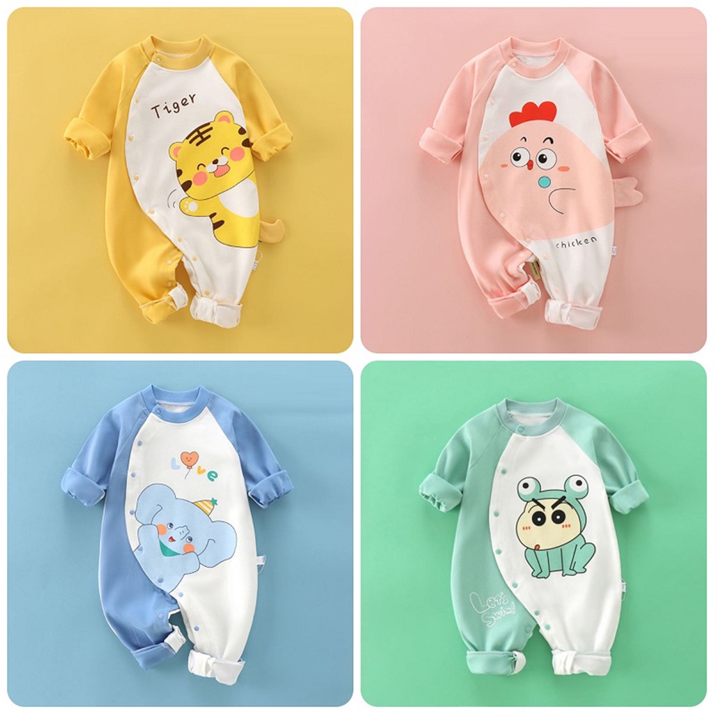 Áo liền quần Body dài tay Cotton cho bé trai bé gái 0-13 tháng tuổi Hàng xuất khẩu SLT08