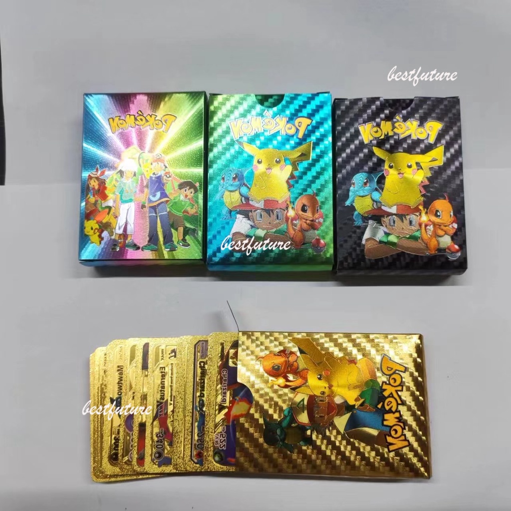 55 chiếc thẻ pokemon lá vàng màu bạc vmax gx thẻ năng lượng trò chơi bộ sưu tập đồ chơi trẻ em
