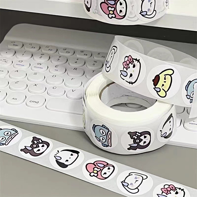 SANRIO Bộ 500 Miếng Dán Hoạt Hình Kuromi Kawaii Dễ Thương Trang Trí Gói Quà