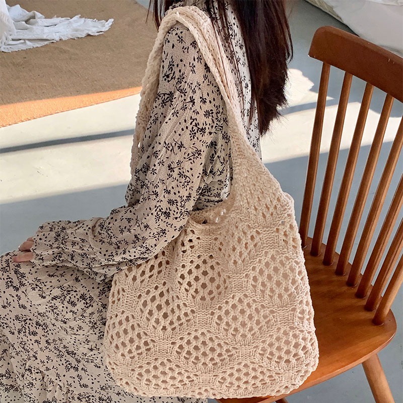 Túi Xách Đan Len Thời Trang Vintage Cho Nữ