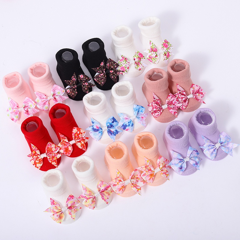 Vớ Cotton Công Chúa Đính Nơ Dễ Thương Cho Bé Gái Sơ Sinh 0-1 Tuổi