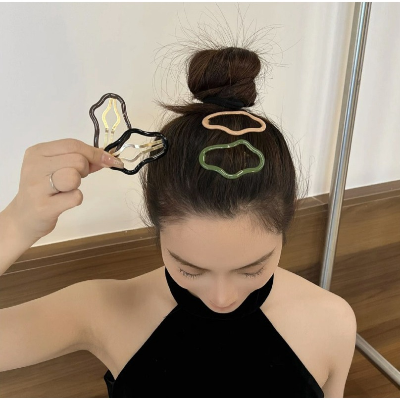 Kẹp Tóc Kim Loại Hình Đám Mây / Gợn Sóng Phong Cách Hàn Quốc Ngọt Ngào Cho Nữ Y2K