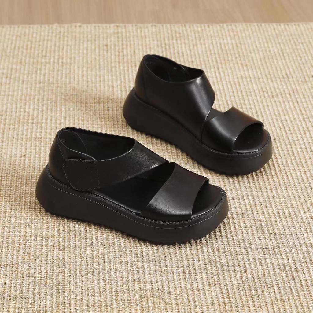 KaBaiQi Dép bánh mì guốc dép sandal nữ Màu Sắc Đơn Giản Thoải Mái Cao Gót Chống Trơn Trượt dép đế xuồng 33ZHDLX080216