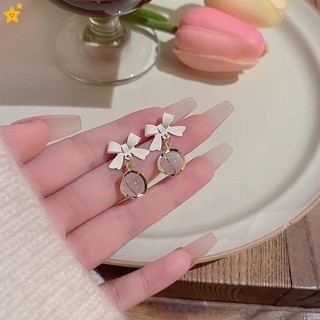 Bông tai mạ bạc hình nơ đính đá opal thanh lịch jp6vn