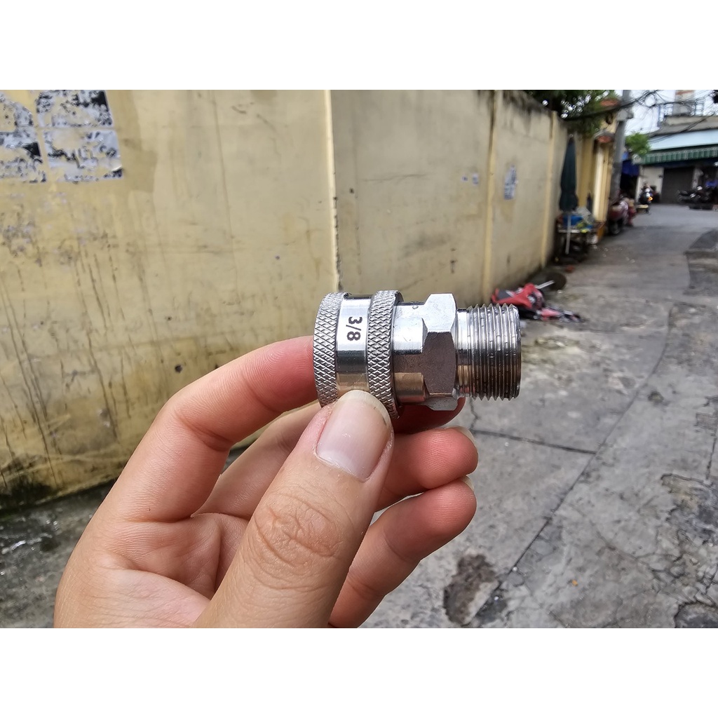 Khớp Cái Nối Nhanh 3/8 Lổ Trong 14 Ren Ngoài 22mm Inox Lutian Chính Hãng Cho Dây Nối Máy Rửa Xe Cao Áp
