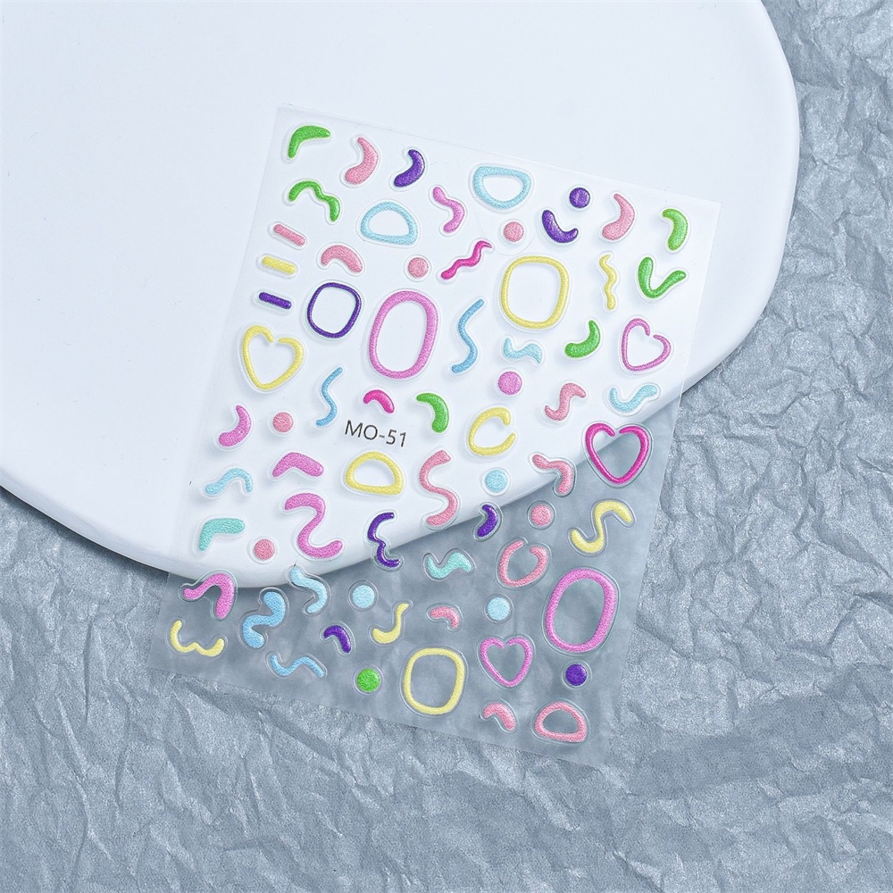 1 cái keo dán ba chiều dễ thương dán móng tay nổi đầy màu sắc graffiti dòng thỏ hoa đề can móng tay dopamine trang trí mùa hè