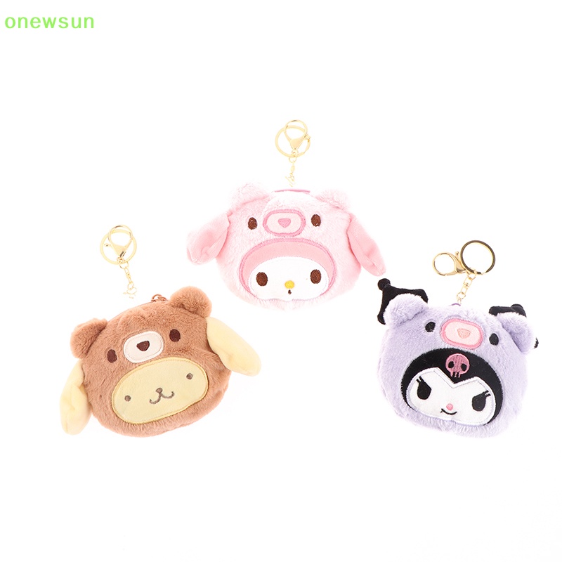 Onewsun 1pc ví tiền xu sang trọng túi móc khóa dễ thương túi đựng tiền xu túi lưu trữ phim hoạt hình ví tiền xu sang trọng mặt dây chuyền ví tiền xu sang trọng mới