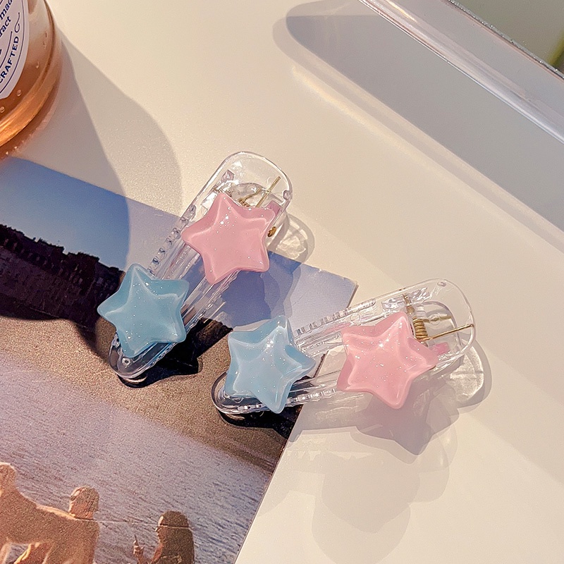 Kẹp tóc ngôi sao màu hồng xanh hàn quốc nữ kẹp tóc ngôi sao dễ thương