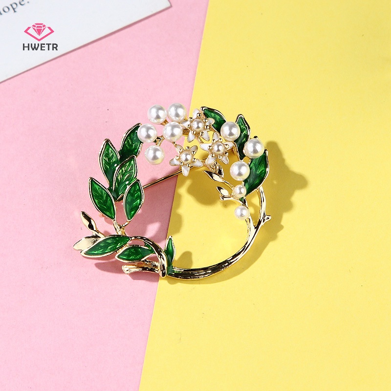 Trâm cài áo HWETR dáng thả đính ngọc trai giả sáng tạo thời trang dành cho nữ