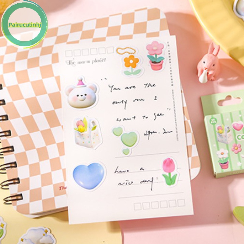Set 50 Sticker Dán Trang Trí Sổ Lưu Niệm Hình Động Vật Dễ Thương vn