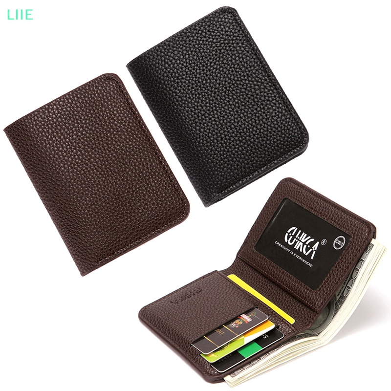Li thời trang nam mềm ví da pu mẫu vải thiều mini coin ví chủ thẻ bằng lái xe tức là