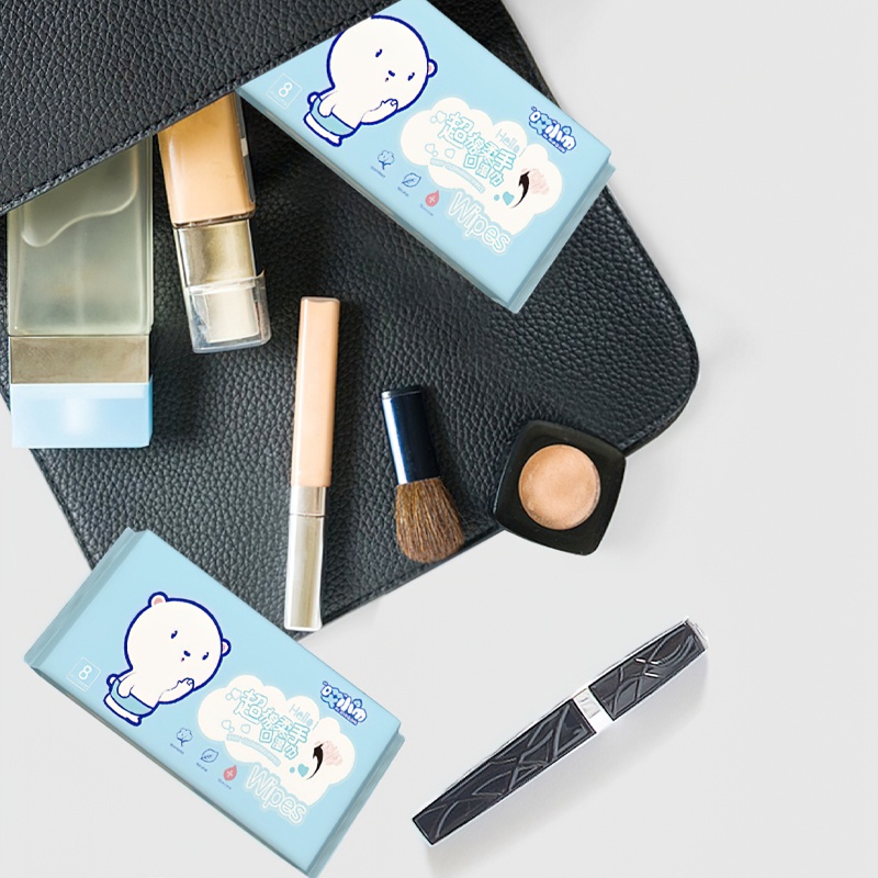 Khăn Giấy Ướt Mini Bỏ Túi Chính Hãng  Siêu Đáng Yêu 8 Gói/Túi, 64 chiếc SUNNY DAY