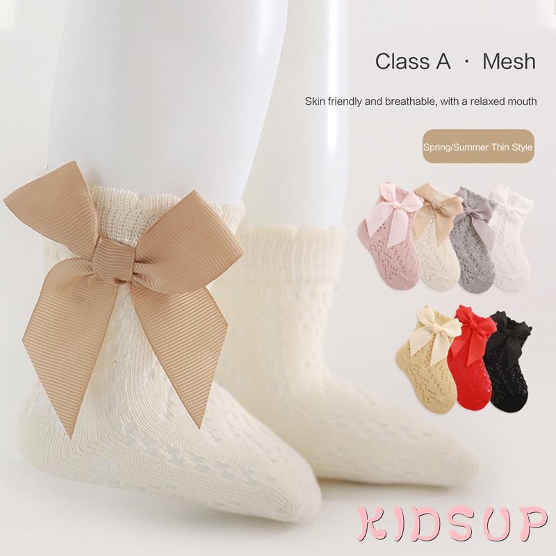 Kidsup1-toddler girls vớ mắt cá chân mùa hè lưới thoáng khí nơ công chúa vớ cho tiệc cưới du lịch