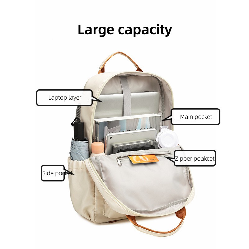 MINGKE Túi đựng máy tính xách tay 15,6 inch ba lô đi học cho nữ dung tích lớn chống nước chống va đập thời trang sinh viên