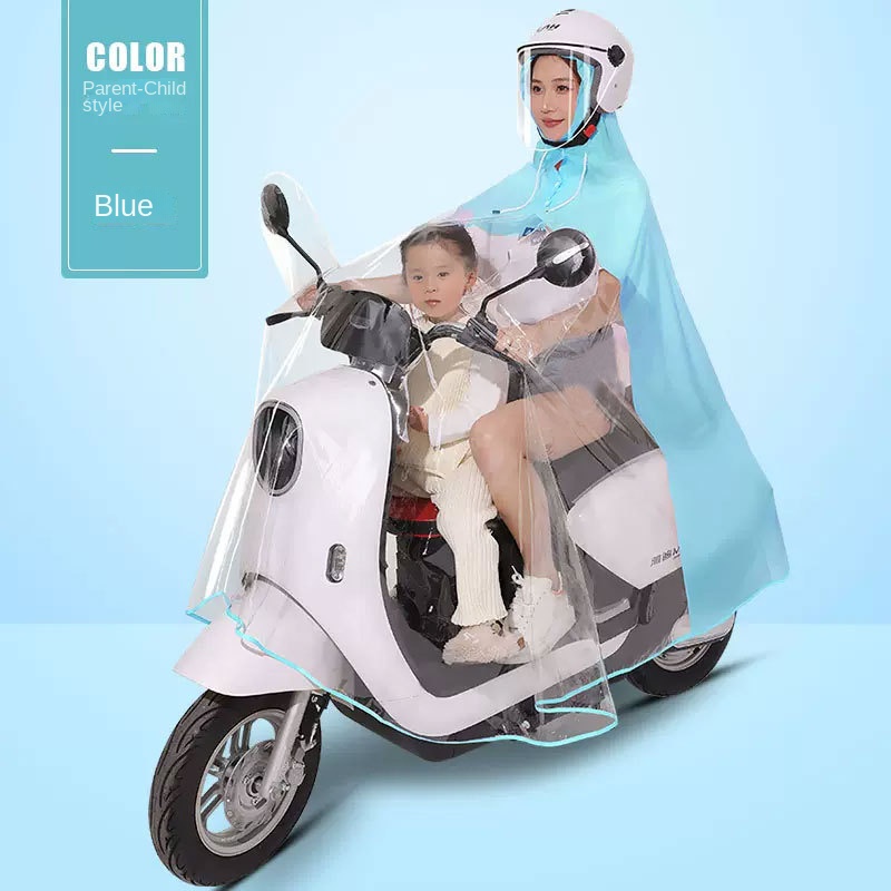 Áo khoác xe máy 2023 pvc mới áo mưa cha mẹ-con xe điện áo mưa xe máy dài đặc biệt chống mưa đôi đi xe poncho