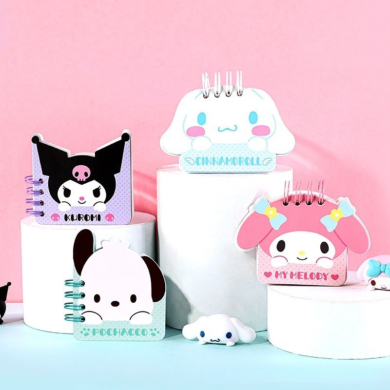 Kawaii sanrio coil notebook shaped small coil notebook kids kuromi cinnamoroll my melody office phụ kiện