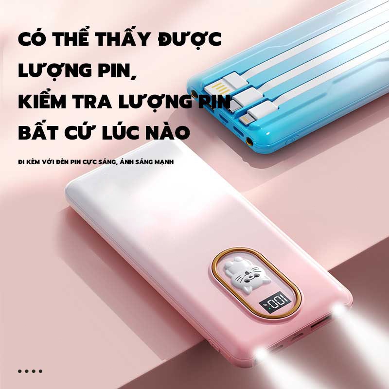 Sạc dự phòng 10000/20000mah công suất 66W/PD20W siêu tốc độ nạp năng lượng hiển thị/ánh sáng và dây loại C/Lighting