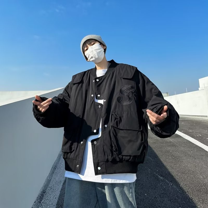 Áo khoác bóng chày VUNC dài tay dáng rộng phong cách hip hop đường phố Mỹ thời trang dành cho nam