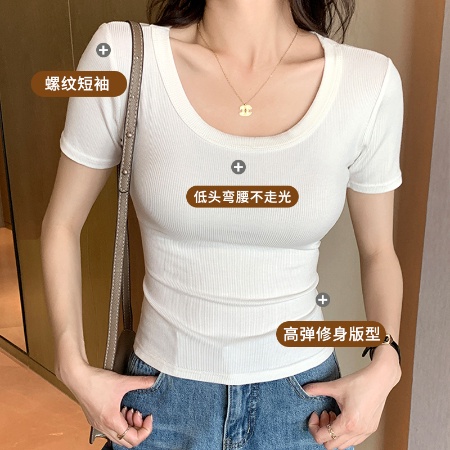 Áo Thun Tay Ngắn Cổ Thấp Thời Trang Dành Cho Nữ