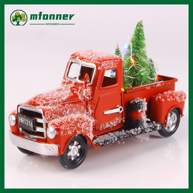Mfonner truck car model đồ trang trí cây thông noel đồ thủ công cổ điển xe thủ công có đèn để trang trí giáng sinh