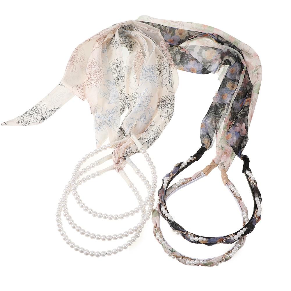 Dây cài tóc CHLINS ruy băng đính ngọc trai xinh xắn cho nữ