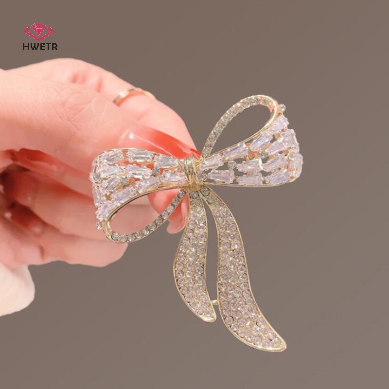 Hwetr nơ thắt lưng rhinestone trâm cài nữ cá tính đơn giản thời trang ghim phù hợp với anti-light corsage trang sức quà tặng mới