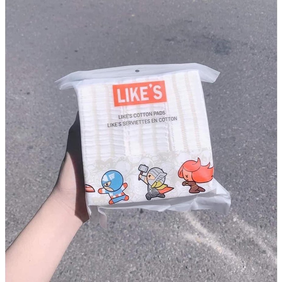 Bông Tẩy Trang Like'S Cotton Pads Siêu Nhân Marvel 225 Miếng, 100% Cotton Dập Viền 3 Lớp Chắc Chắn